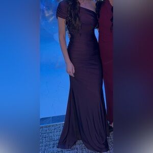 BDarlin One Shoulder chocolate brown  Dress Sz 9/10 (fits like adult /6)